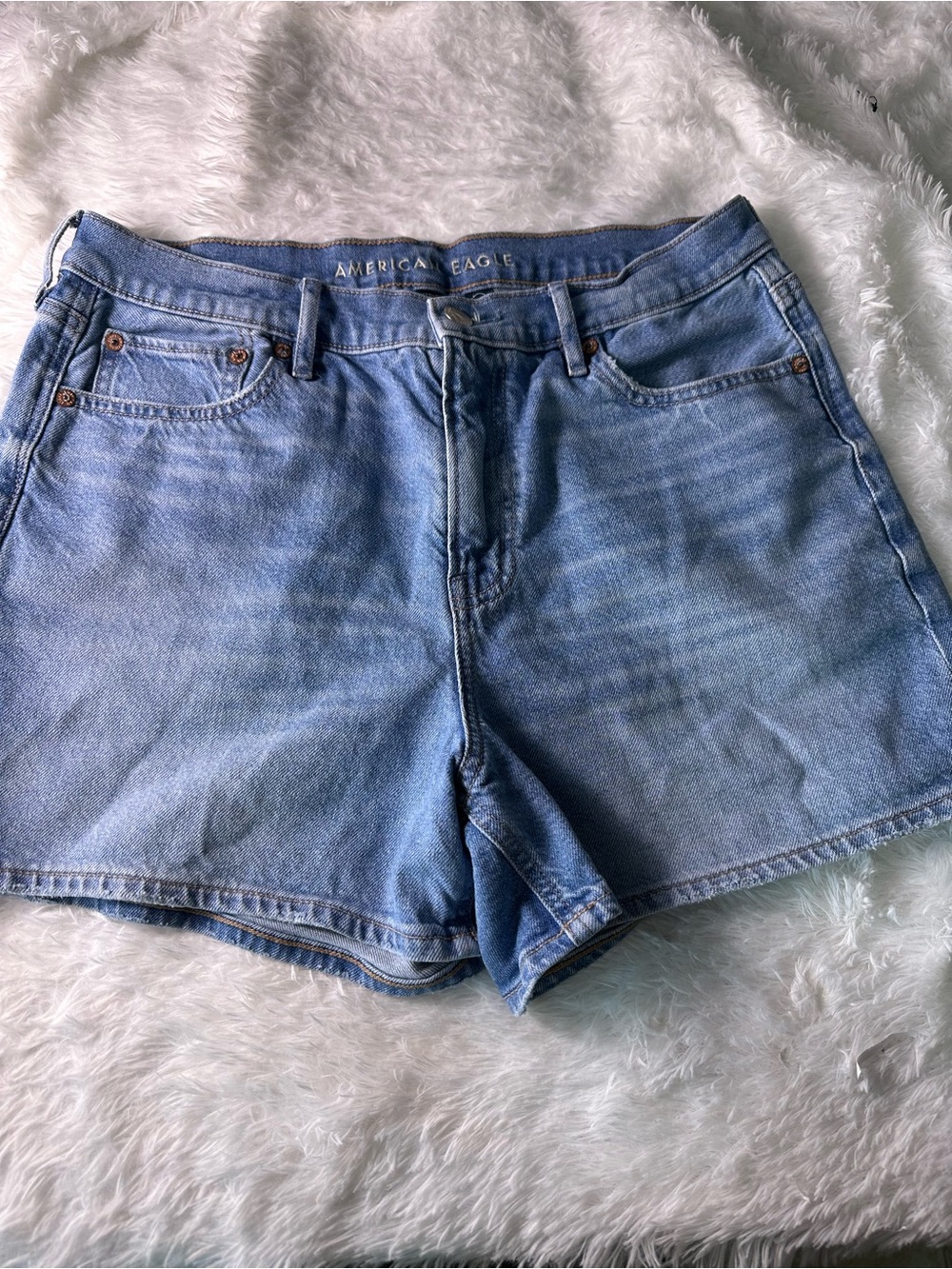 American Eagle Outfitters Light Blue Denim High-Rise Shorts